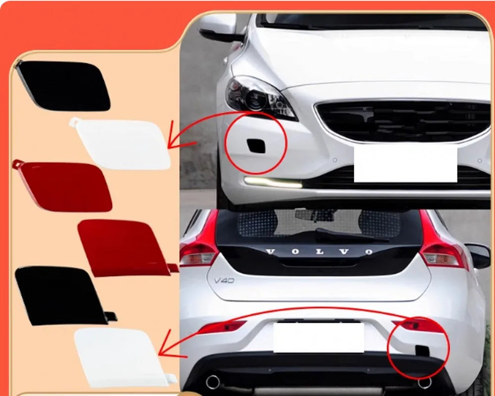 Cubierta de gancho de remolque para parachoques delantero o trasero, tapa de ojo de transporte para remolque Volvo V40 2013 2014 2015 2016 - 2019