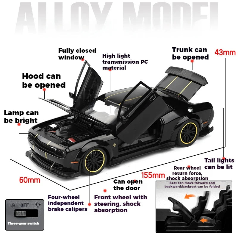 1:32 Dodge Challenger SRT Hellcat Redeye V8 de aleación de Metal a Diecast modelo de coche deportivo de Músculo americano colección de decoraciones de Hobby