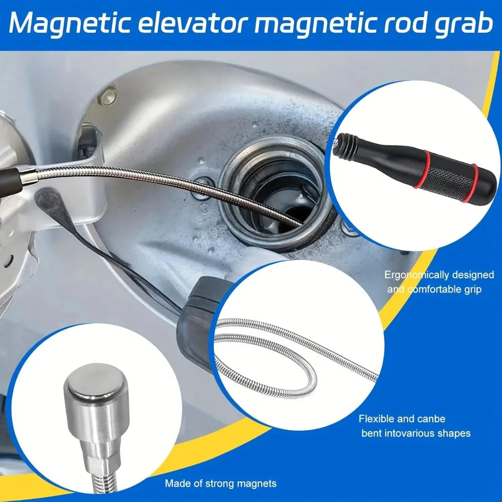 Herramienta de recogida magnética flexible con fuerte varilla de succión: plegable para reparación de automóviles/drenaje del fregadero y uso multiusos