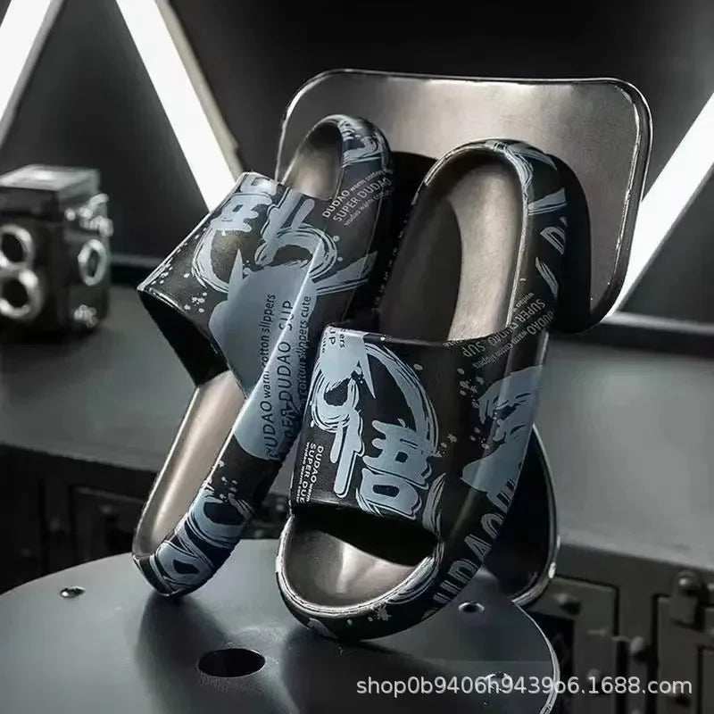 Zapatillas elegantes para hombre, para interior del hogar, antideslizantes, con parte inferior gruesa, cómodas zapatillas con parte inferior de PVC para mujer