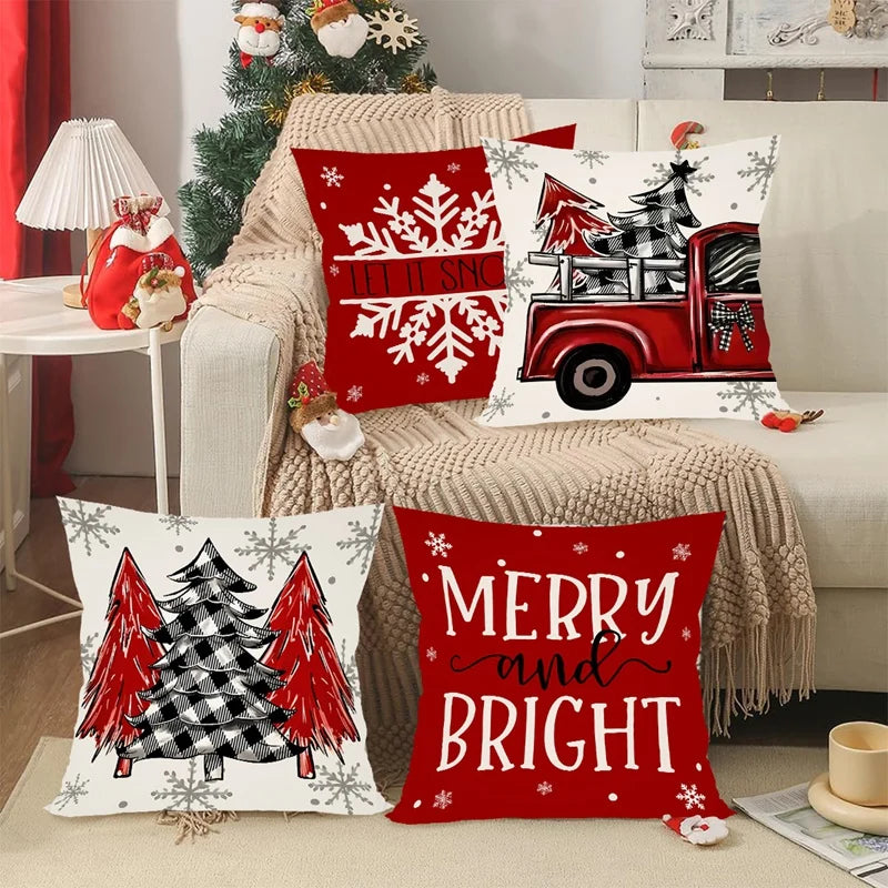 4 Uds fundas de almohada navideñas 45x45cm fundas de almohada Navidad fundas de almohada para el hogar sofá decoraciones navideñas 2025