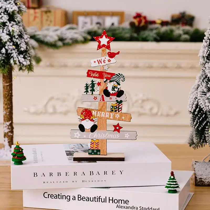 Árbol de Navidad de escritorio, decoración artesanal de Papá Noel, placa de señales de Navidad de madera, decoración de Navidad, regalos de fiesta de Año Nuevo 2024