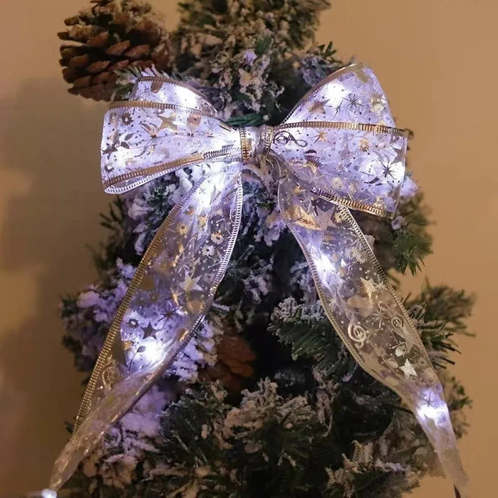 Cinta navideña de luz de hadas, decoración navideña para el hogar 2025, lazos DIY, adornos de árbol de luz, decoración navideña, Año Nuevo 2026
