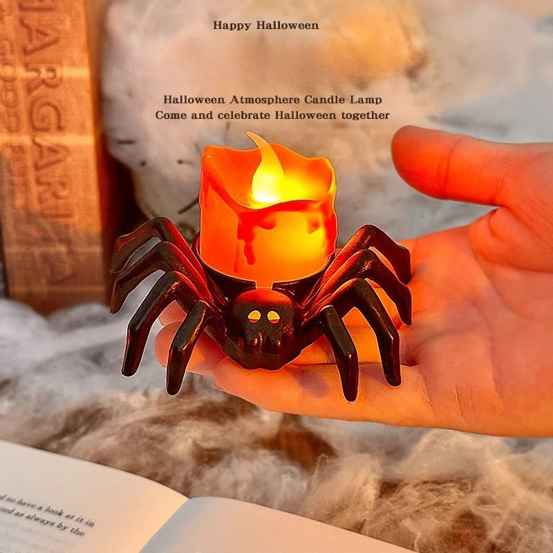 Luces nocturnas de araña para decoración de Halloween, suministros para fiestas, accesorios de decoración, Bar, Casa Encantada, accesorios para fiestas de terror, 1 Uds.