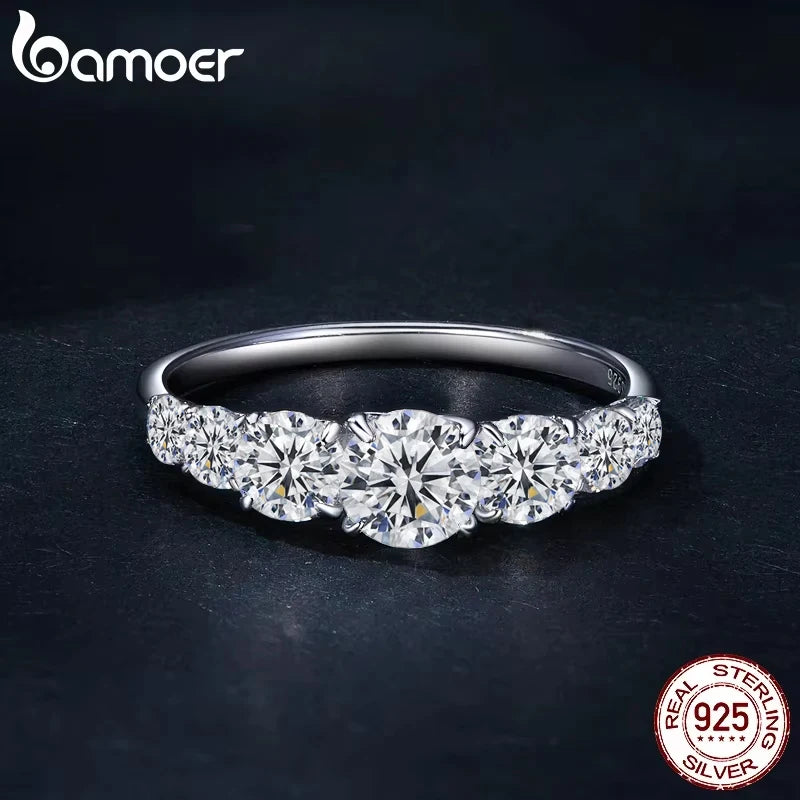 Bamoer D Color VVS1 EX anillo de moissanita ajuste de corazón anillo de diamante de laboratorio Plata de Ley 925 para mujeres joyería de compromiso de boda