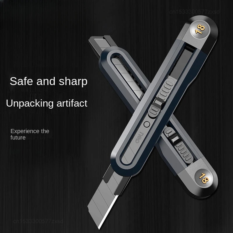 Xiaomi-cuchillo multiusos retráctil a presión, cuchillas de acero al carbono de 18mm/9mm, cortador de caja, bloqueo automático para suministros de oficina, papelería