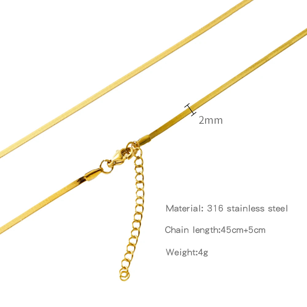 HIYEE-collar de cadena de eslabones de cuerda con cuentas en forma de O para mujer, bola de serpiente de acero inoxidable, regalo de joyería, accesorios Diy de Color dorado