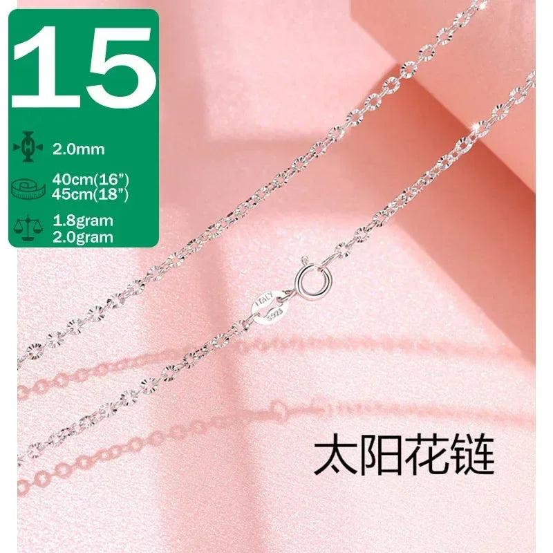 TrustDavis-collar de Plata de Ley 925 auténtica con forma de serpiente y ondas de agua, cadena de caja de 40/45cm, collar para mujer, joyería DC25