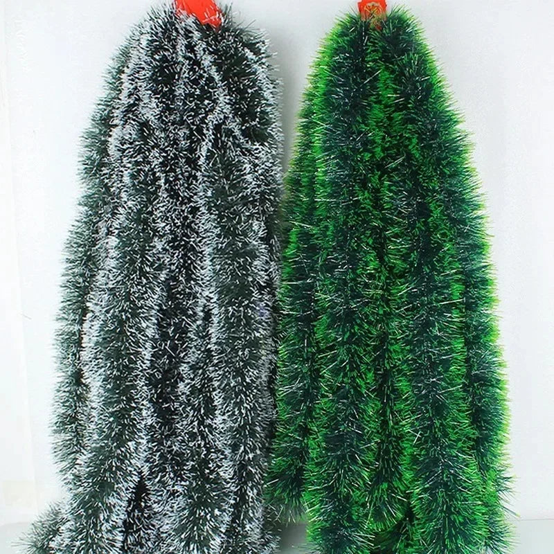 Guirnalda de cintas de oropel de Navidad de 60/4m, corona de caña verde, adornos colgantes para árbol de Navidad, suministros de decoración del hogar para fiesta de boda