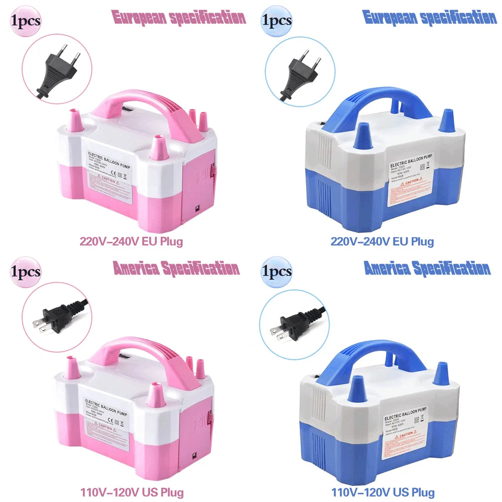 Inflador de globos eléctrico, soplador portátil de doble boquilla de alta potencia, bomba de aire inflable de 110V/220V para decoración de sala de fiesta con globos