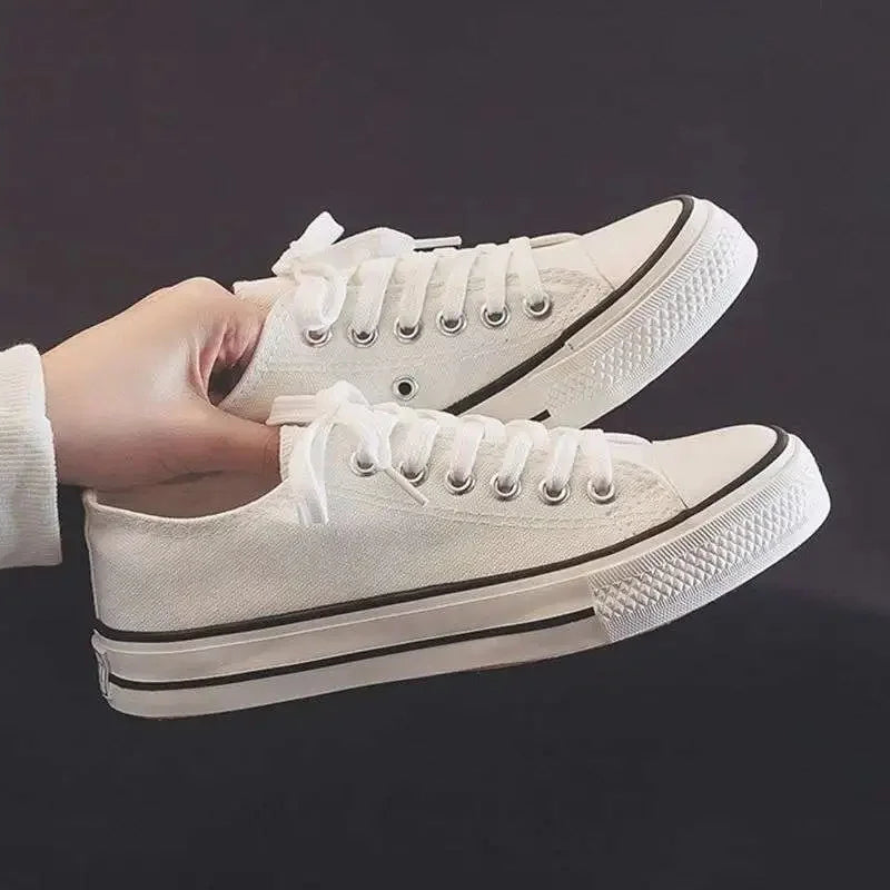 Zapatos de lona Ins de alta calidad para mujer, zapatos coreanos Ulzzang versátiles para estudiantes, primavera, nuevo estilo, cubierta de tobillo de fondo plano, zapatos con suela de goma