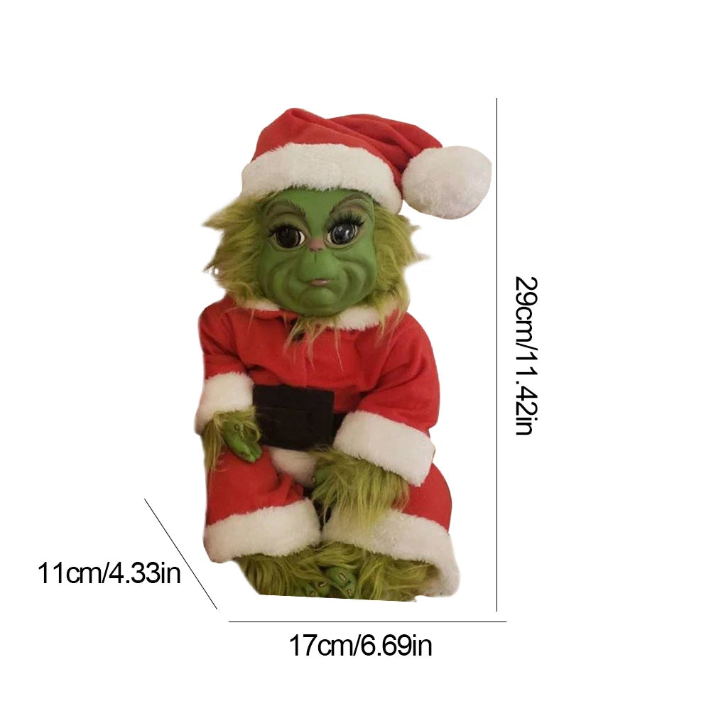 Muñeco de peluche de Navidad, muñeco monstruo verde, juguetes navideños para bebés, decoraciones navideñas suaves, juguete de peluche, muñeca para niños, decoración navideña