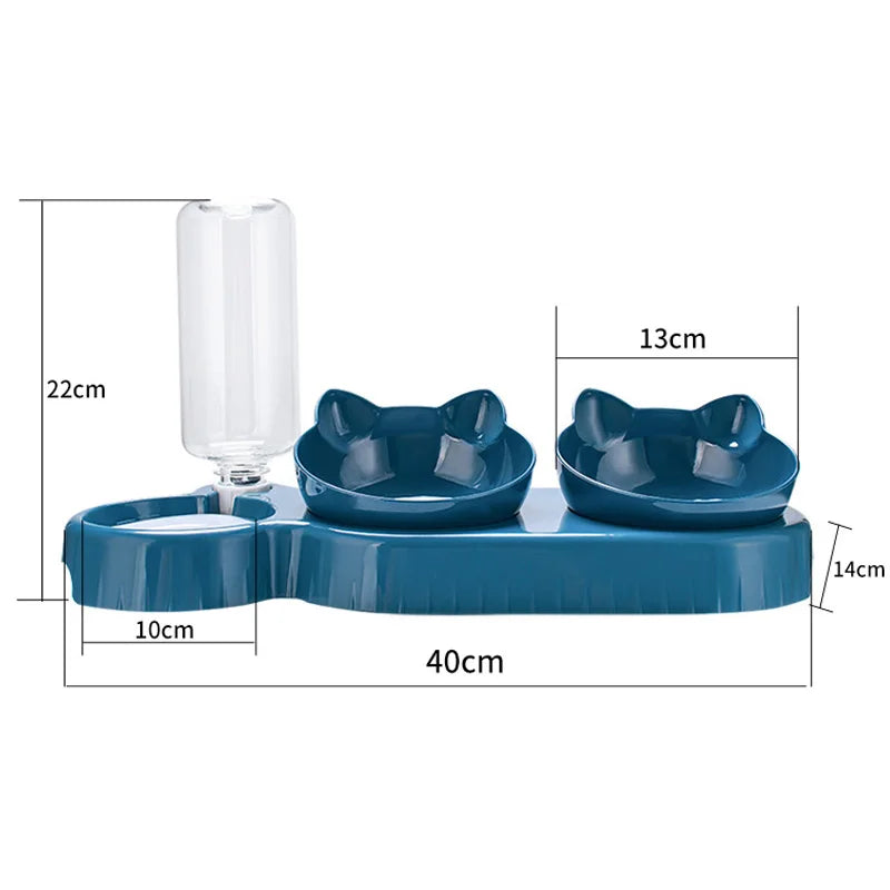 Comedero para gatos 3 en 1, dispensador automático de agua, doble cuenco, cuenco para mascotas para perros pequeños, gatos, contenedor de comida para mascotas, accesorios para gatos
