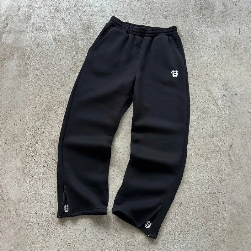 Pantalones deportivos holgados informales, sudadera con letras bordadas Y2K, traje para hombre, Harajuku, traje deportivo de calle retro de hip hop para las cuatro estaciones