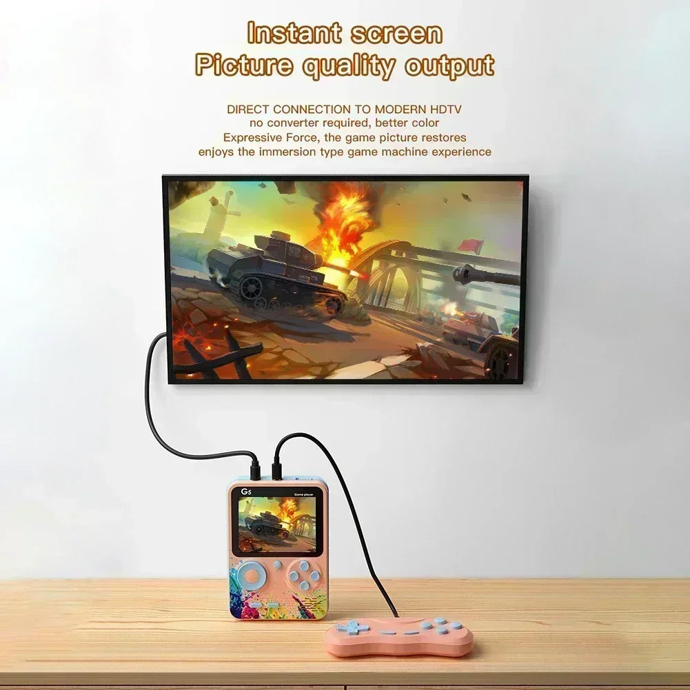 Consola de juegos portátil Retro G5 con 500 juegos clásicos, Gamepad portátil con pantalla de 3,0 pulgadas, batería recargable de 1020mAH, Color Macaron