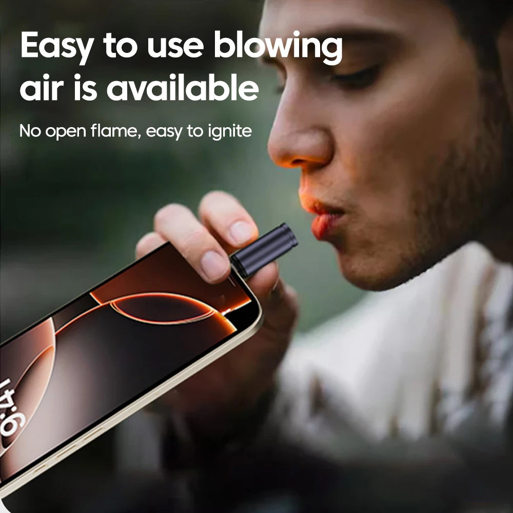 Encendedor de cigarrillos portátil tipo C para teléfono, encendedor de cigarrillos de aire soplado, encendedor de cigarrillos de seguridad Universal sin Gas, USB-C