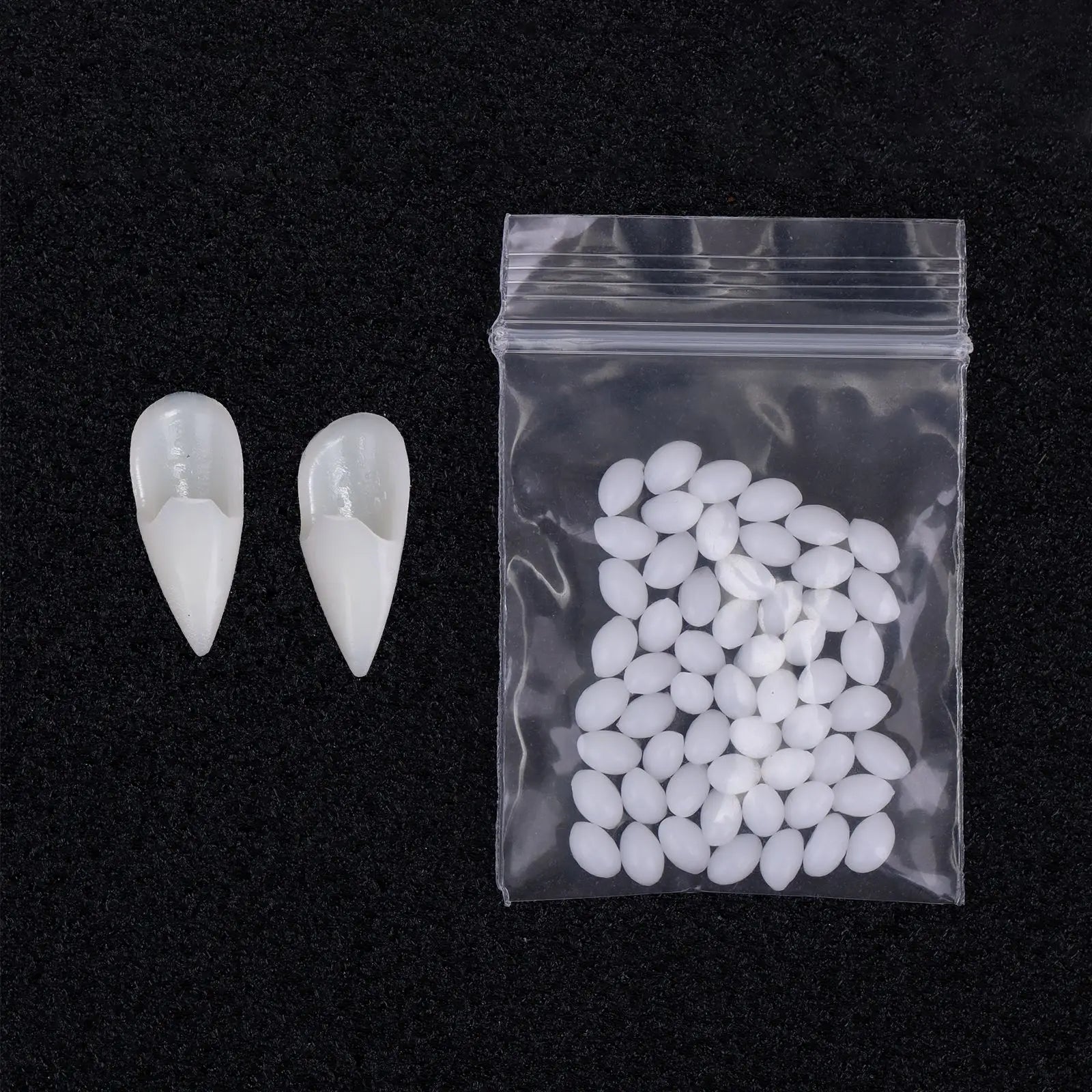 Decoración de Halloween, dientes de vampiro, colmillos, accesorios para dentaduras postizas, accesorios de Cosplay para Halloween, colmillos falsos con pegamento sólido, accesorios de Halloween
