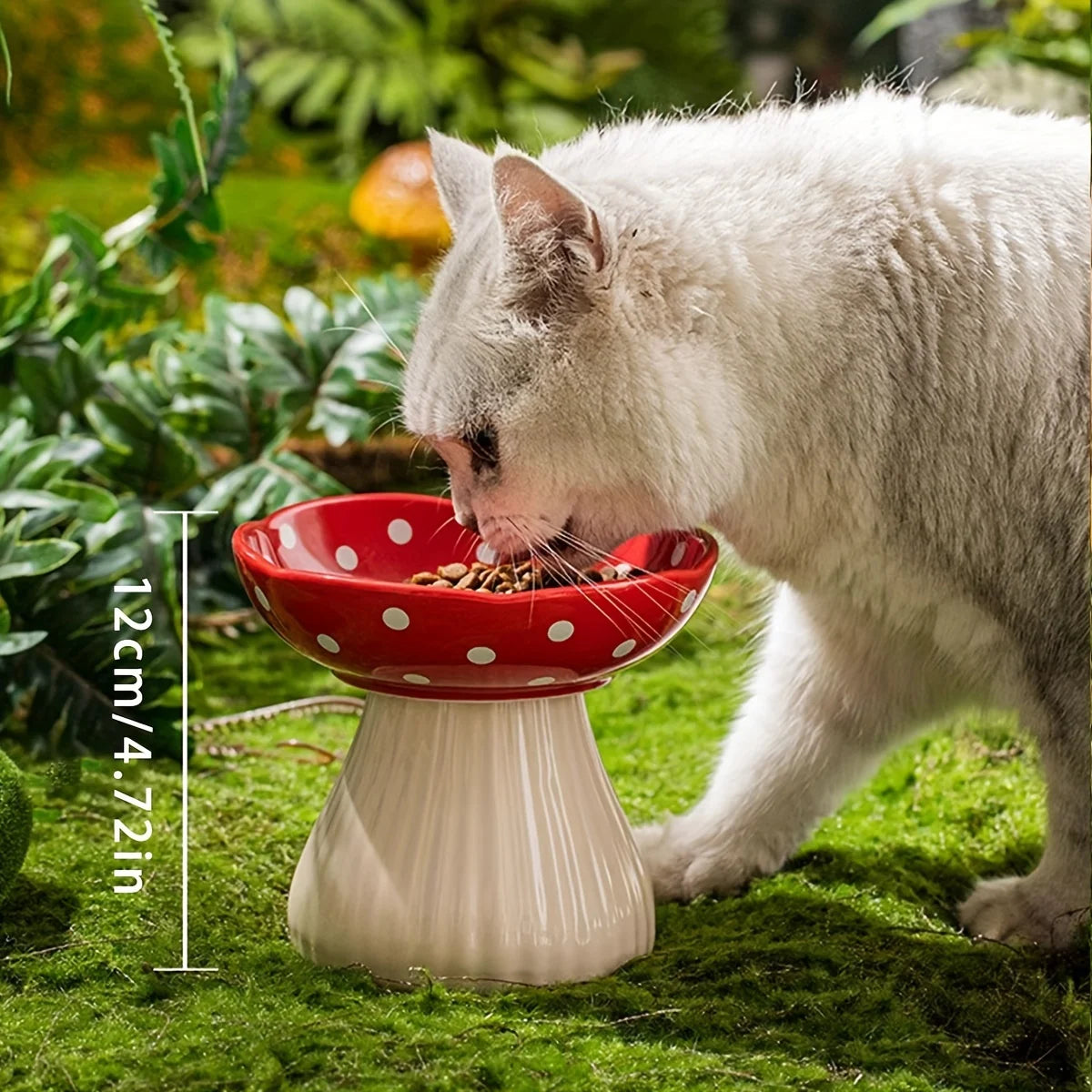 Cuenco para gatos con forma de seta de resina: alto, capacidad de 300 ml, apto para gatos: ideal para festivales de alimentación y beber