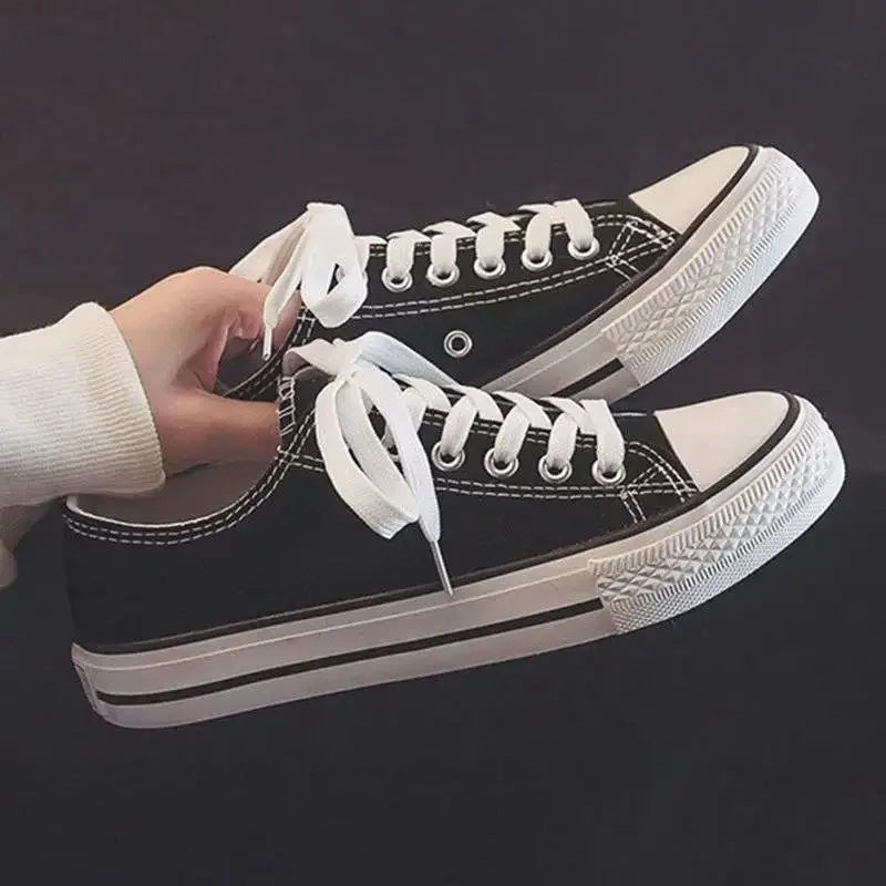 Zapatos de lona Ins de alta calidad para mujer, zapatos coreanos Ulzzang versátiles para estudiantes, primavera, nuevo estilo, cubierta de tobillo de fondo plano, zapatos con suela de goma
