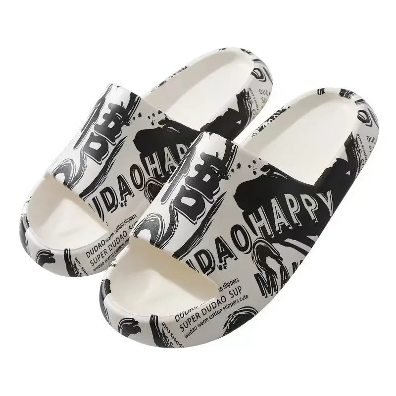 Zapatillas elegantes para hombre, para interior del hogar, antideslizantes, con parte inferior gruesa, cómodas zapatillas con parte inferior de PVC para mujer
