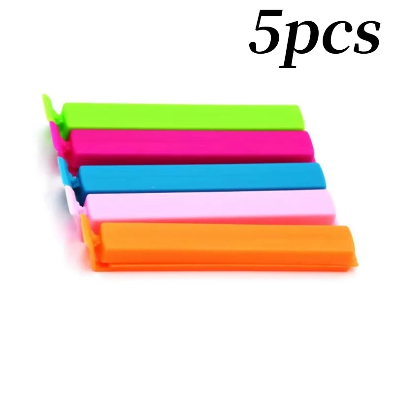 5/10/20 piezas Clips de sellado coloridos almacenamiento de cocina sello de aperitivos de alimentos Clips de bolsa de sellado abrazadera selladora de bolsas de aperitivos de mantenimiento fresco al azar
