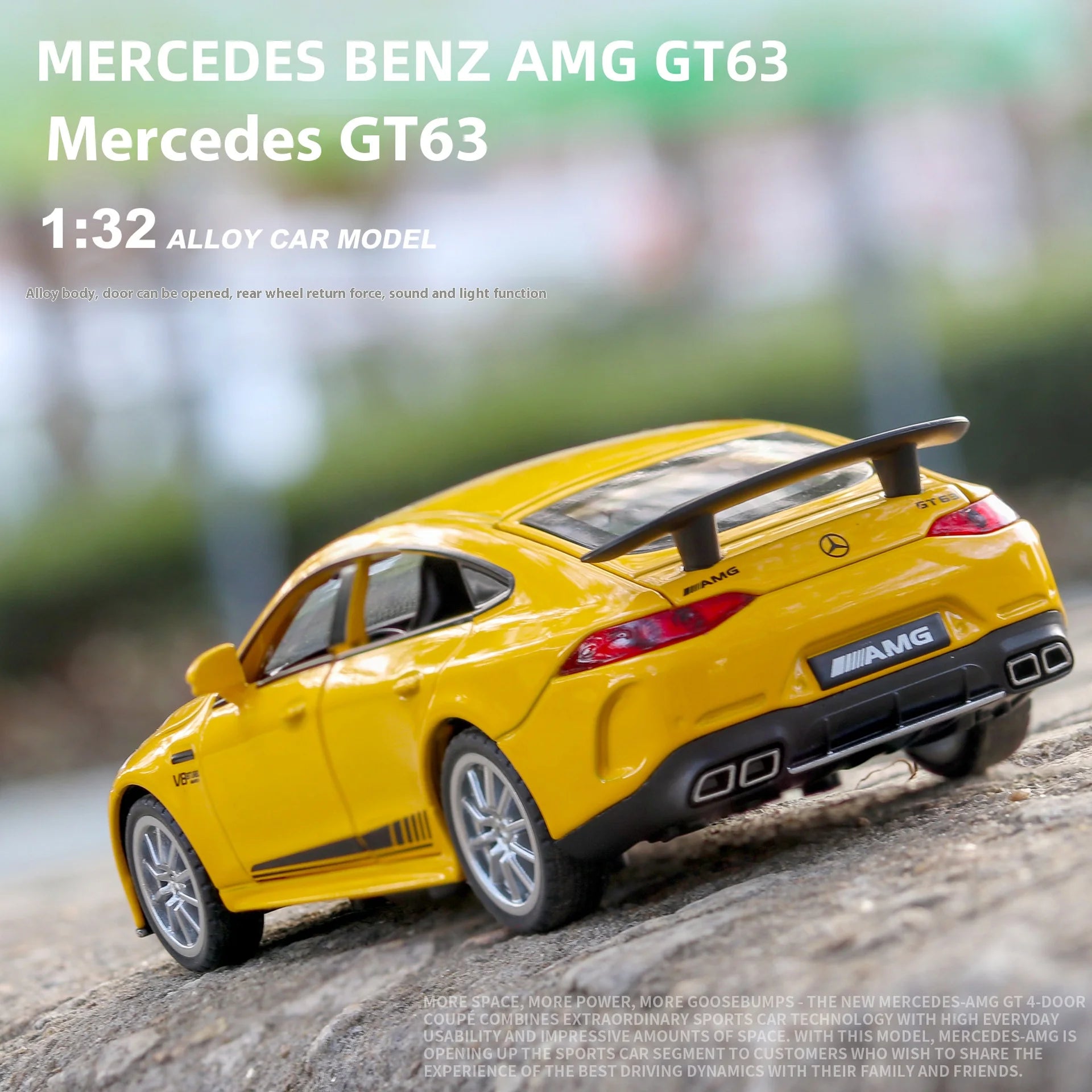 1:32 Mercedes Benz AMG GT63 coche deportivo aleación Diecast modelo de coche sonido luz tirar hacia atrás juguetes adornos regalo para niños recoger