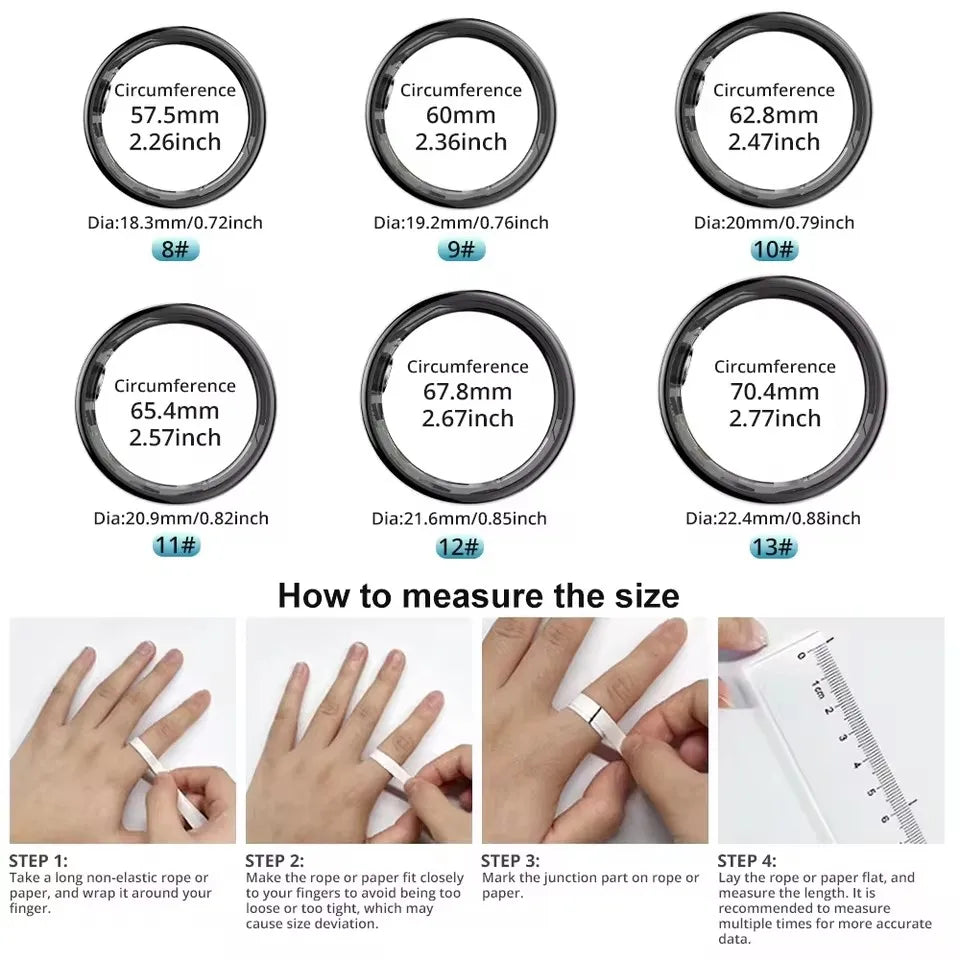 Anillo inteligente R09 para hombres y mujeres con estuche de carga, frecuencia cardíaca, oxígeno en sangre, monitor de temperatura de la piel, resistente al agua 5ATM para Android iOS