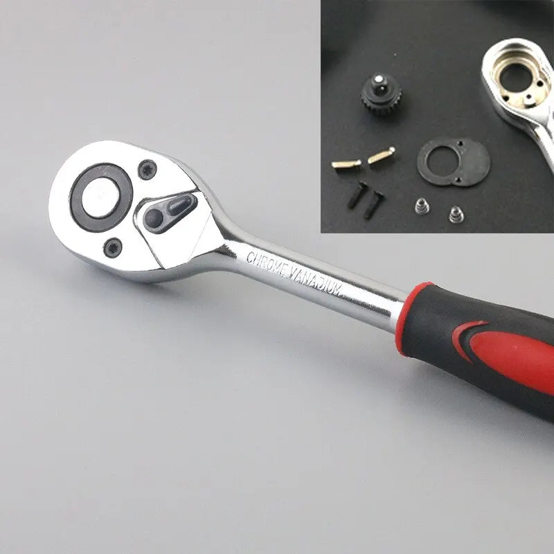 Kit de herramientas de reparación de automóviles, juego de enchufes de 1/4 pulgadas, herramienta de reparación de automóviles, llave dinamométrica de trinquete, Combo, juego de reparación automática, herramienta mecánica, 46 Uds.