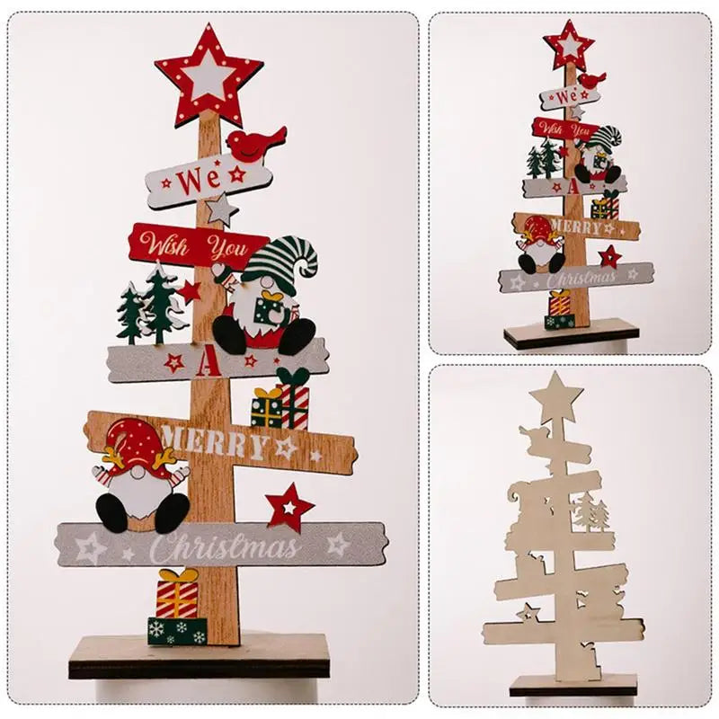 Árbol de Navidad de escritorio, decoración artesanal de Papá Noel, placa de señales de Navidad de madera, decoración de Navidad, regalos de fiesta de Año Nuevo 2024