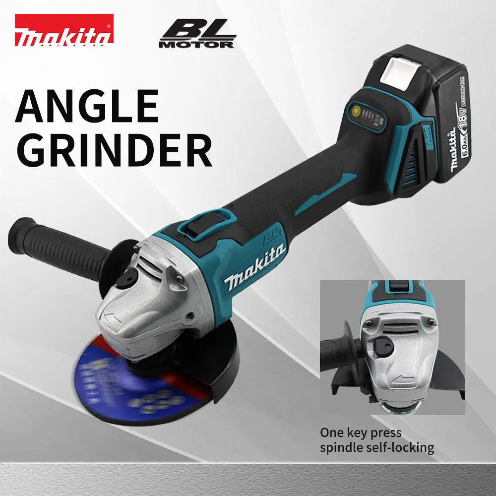 Amoladora angular eléctrica sin escobillas Makita, máquina cortadora recargable, pulidora de alta potencia de 18V para batería Makita