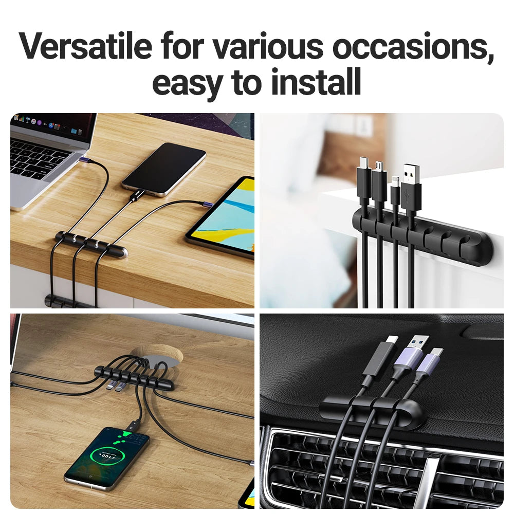 Soporte de Cable adhesivo, Clips de gestión de cables, organizador de cables para escritorio, Cable de carga USB, soporte de noche, Cable de alimentación, Cable de ratón