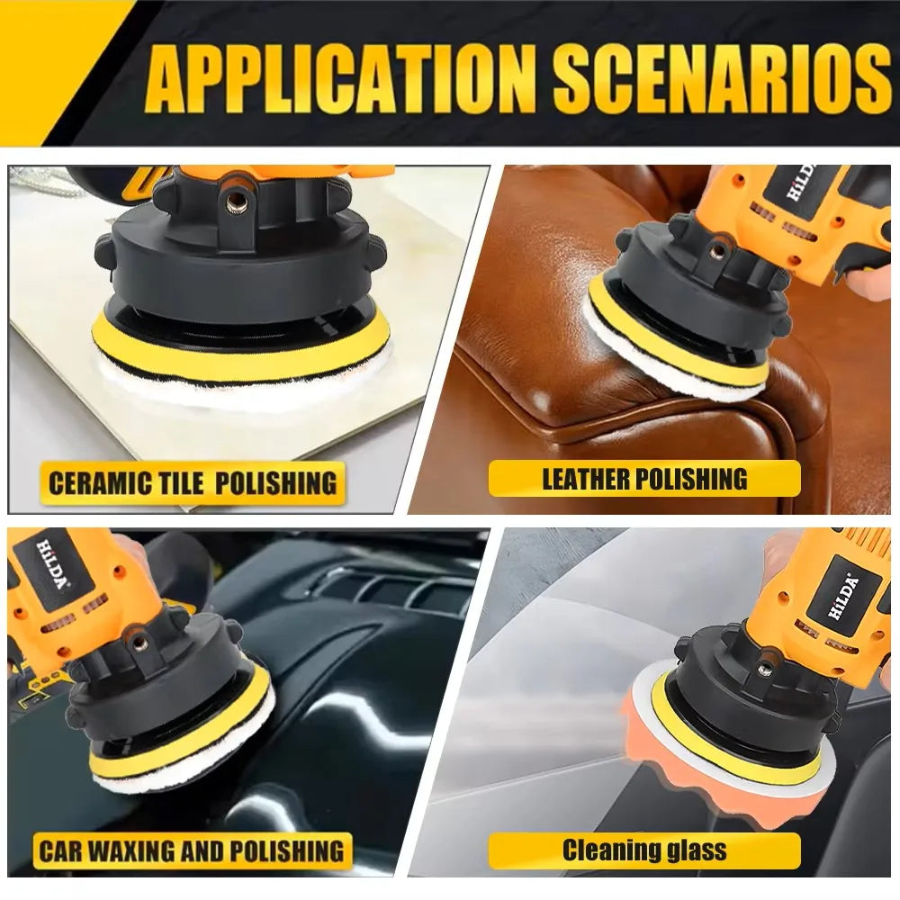 HILDA-pulidor eléctrico para coche, máquina de encerado de belleza para coche, herramientas de lijado de velocidad ajustable, pulido automotriz, reparación de arañazos