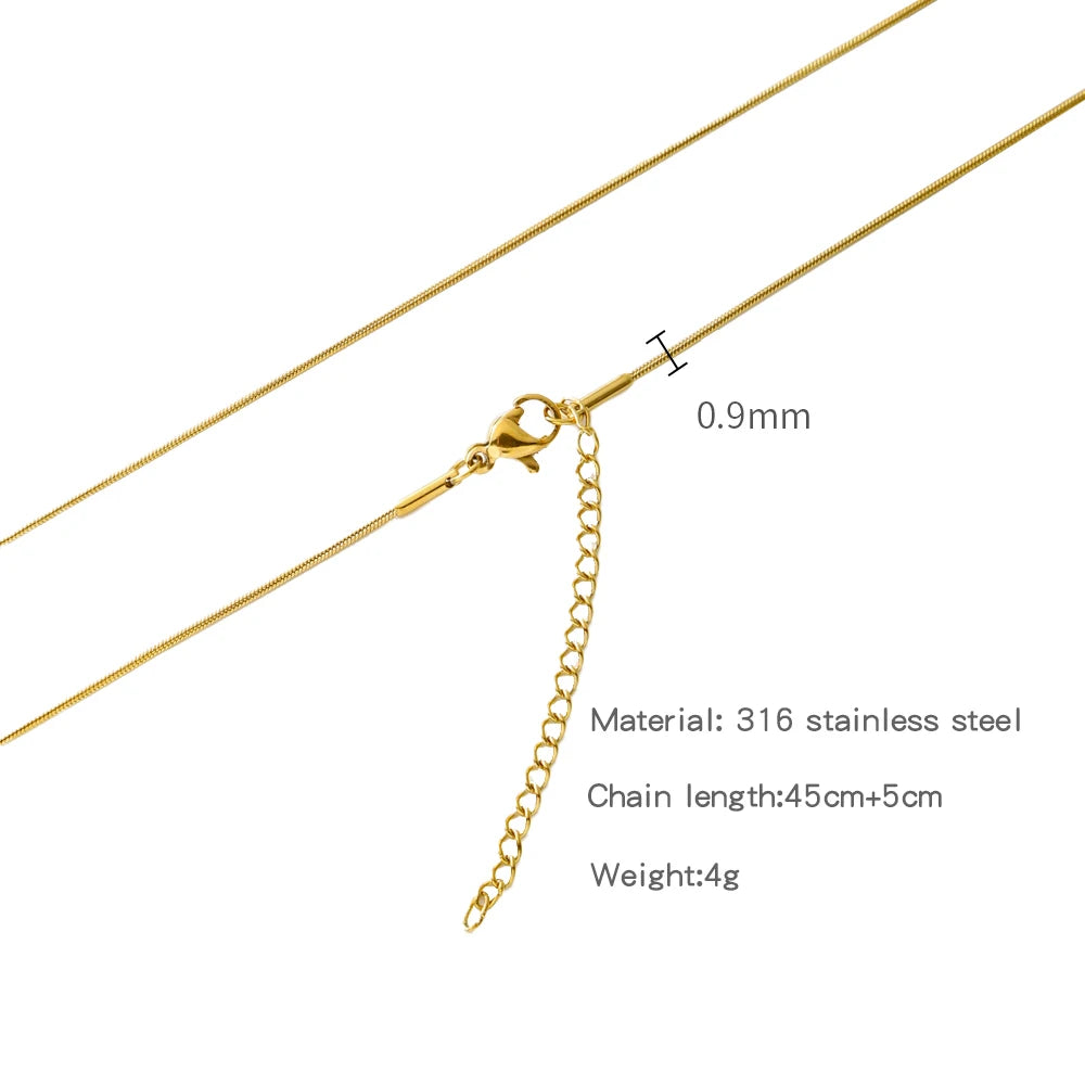 HIYEE-collar de cadena de eslabones de cuerda con cuentas en forma de O para mujer, bola de serpiente de acero inoxidable, regalo de joyería, accesorios Diy de Color dorado