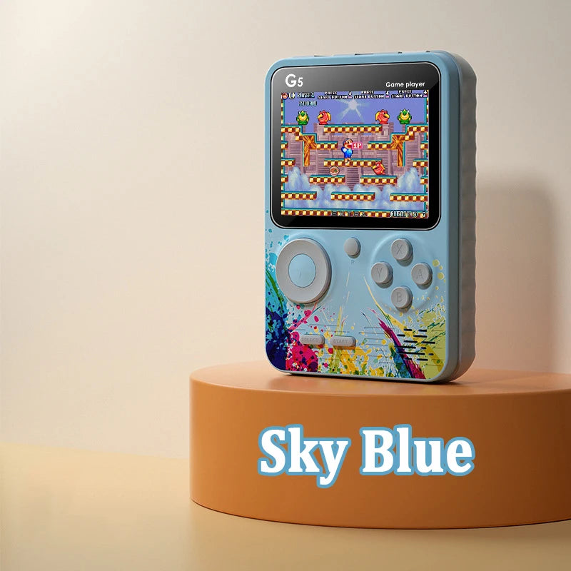 Consola de juegos portátil Retro G5 con 500 juegos clásicos, Gamepad portátil con pantalla de 3,0 pulgadas, batería recargable de 1020mAH, Color Macaron