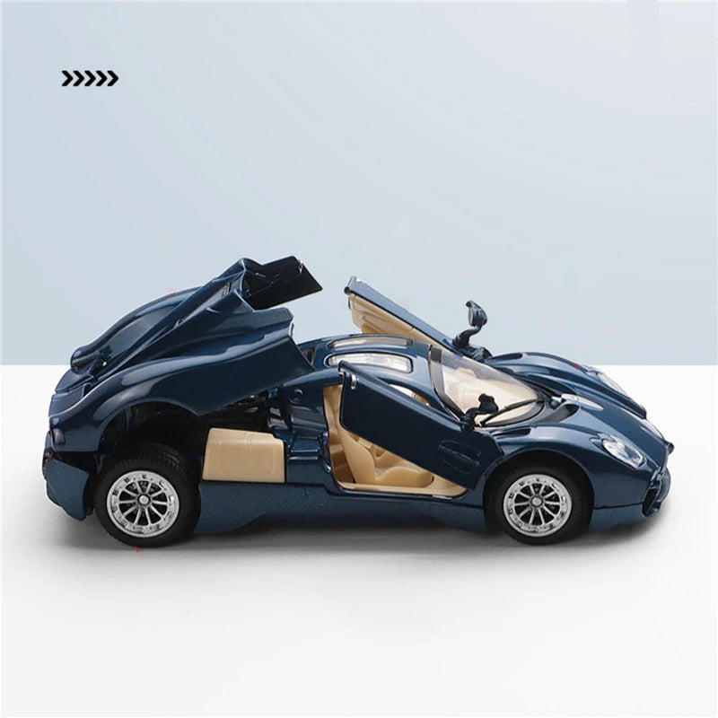 Coche deportivo de aleación Pagani Utopia 1:32, modelo de vehículos de carreras de Metal fundido a presión, modelo de simulación de sonido y luz, juguete para regalo para niños