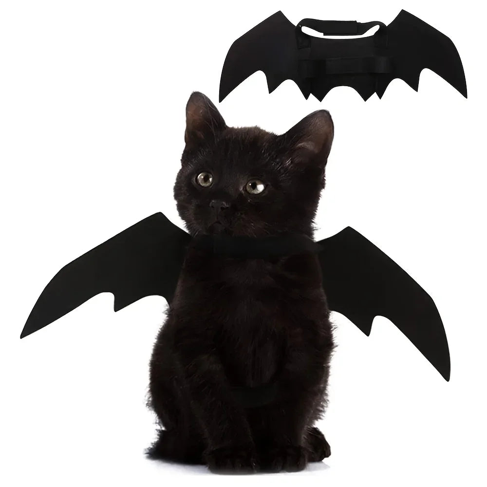Lindo disfraz de Halloween para perros pequeños, disfraz de gato, vampiro, mascota pequeña, alas de murciélago, accesorios de alas de gato de Halloween, decoraciones de Halloween