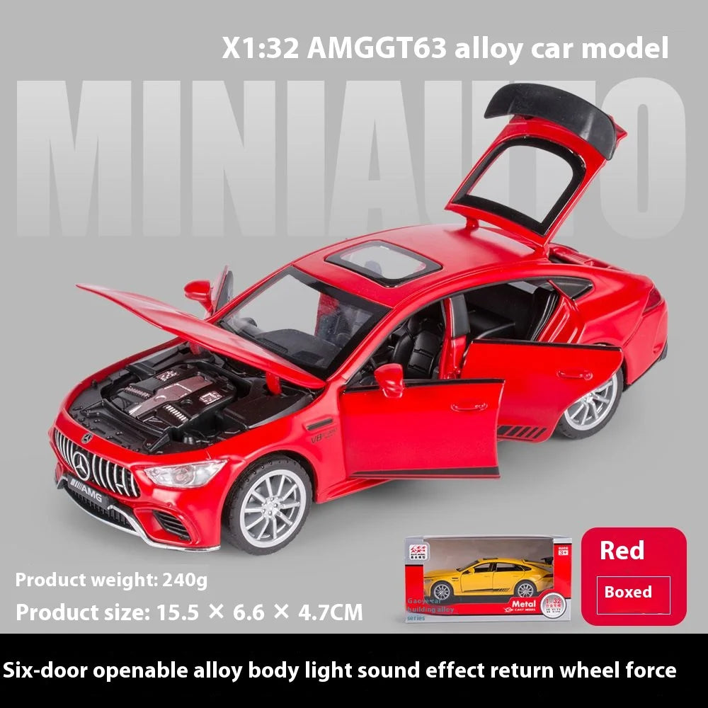 1:32 Mercedes Benz AMG GT63 coche deportivo aleación Diecast modelo de coche sonido luz tirar hacia atrás juguetes adornos regalo para niños recoger
