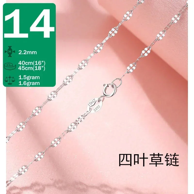 TrustDavis-collar de Plata de Ley 925 auténtica con forma de serpiente y ondas de agua, cadena de caja de 40/45cm, collar para mujer, joyería DC25