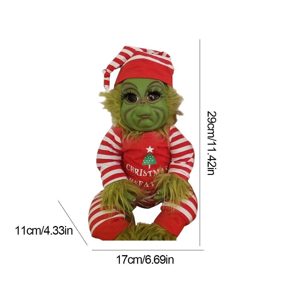Muñeco de peluche de Navidad, muñeco monstruo verde, juguetes navideños para bebés, decoraciones navideñas suaves, juguete de peluche, muñeca para niños, decoración navideña