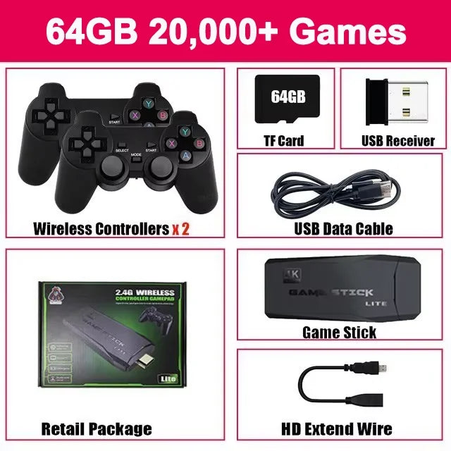 Consolas de videojuegos M8, 2,4G doble de mando inalámbrico, 20000 juegos, TV, Stick 4KFor PS1/FC/GBA, reproductor de juegos portátil Retro
