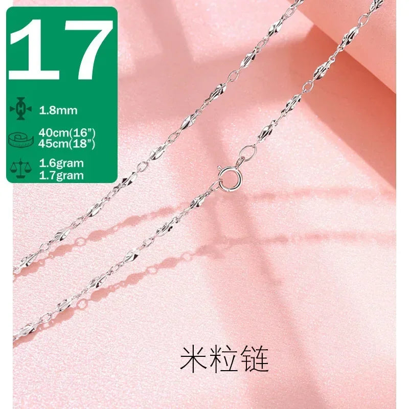 TrustDavis-collar de Plata de Ley 925 auténtica con forma de serpiente y ondas de agua, cadena de caja de 40/45cm, collar para mujer, joyería DC25