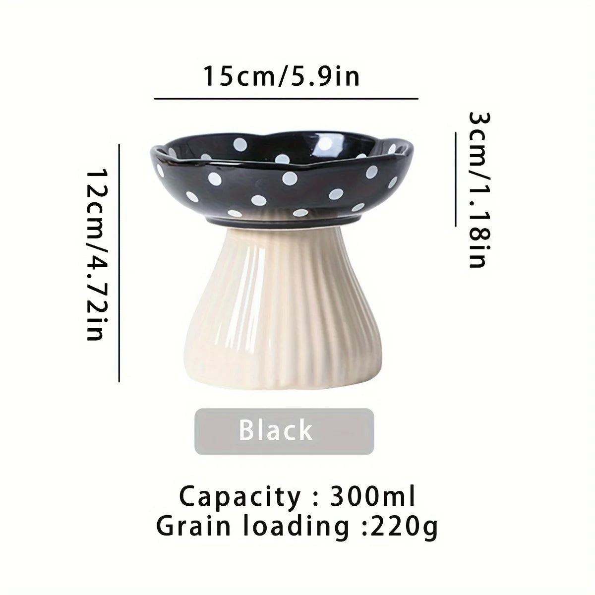 Cuenco para gatos con forma de seta de resina: alto, capacidad de 300 ml, apto para gatos: ideal para festivales de alimentación y beber