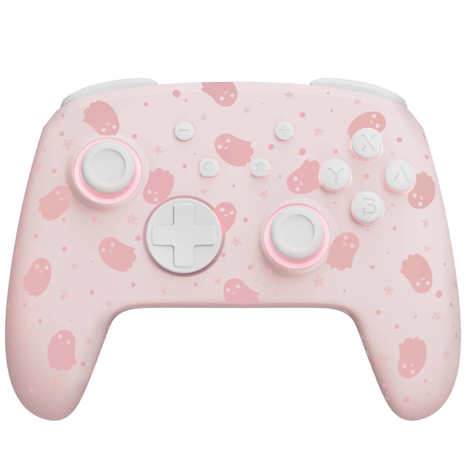 FUNLAB para Halloween-controlector Pro de efecto Hall con patrón luminoso fantasma para Nintendo Switch 2/PC/OLED/Lite/Paddle/Turbo/RGB-Rosa