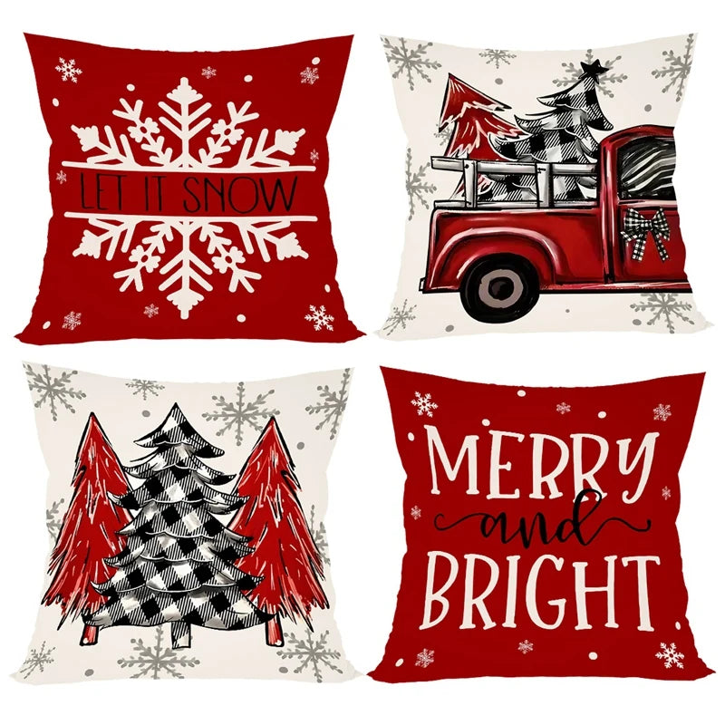 4 Uds fundas de almohada navideñas 45x45cm fundas de almohada Navidad fundas de almohada para el hogar sofá decoraciones navideñas 2025