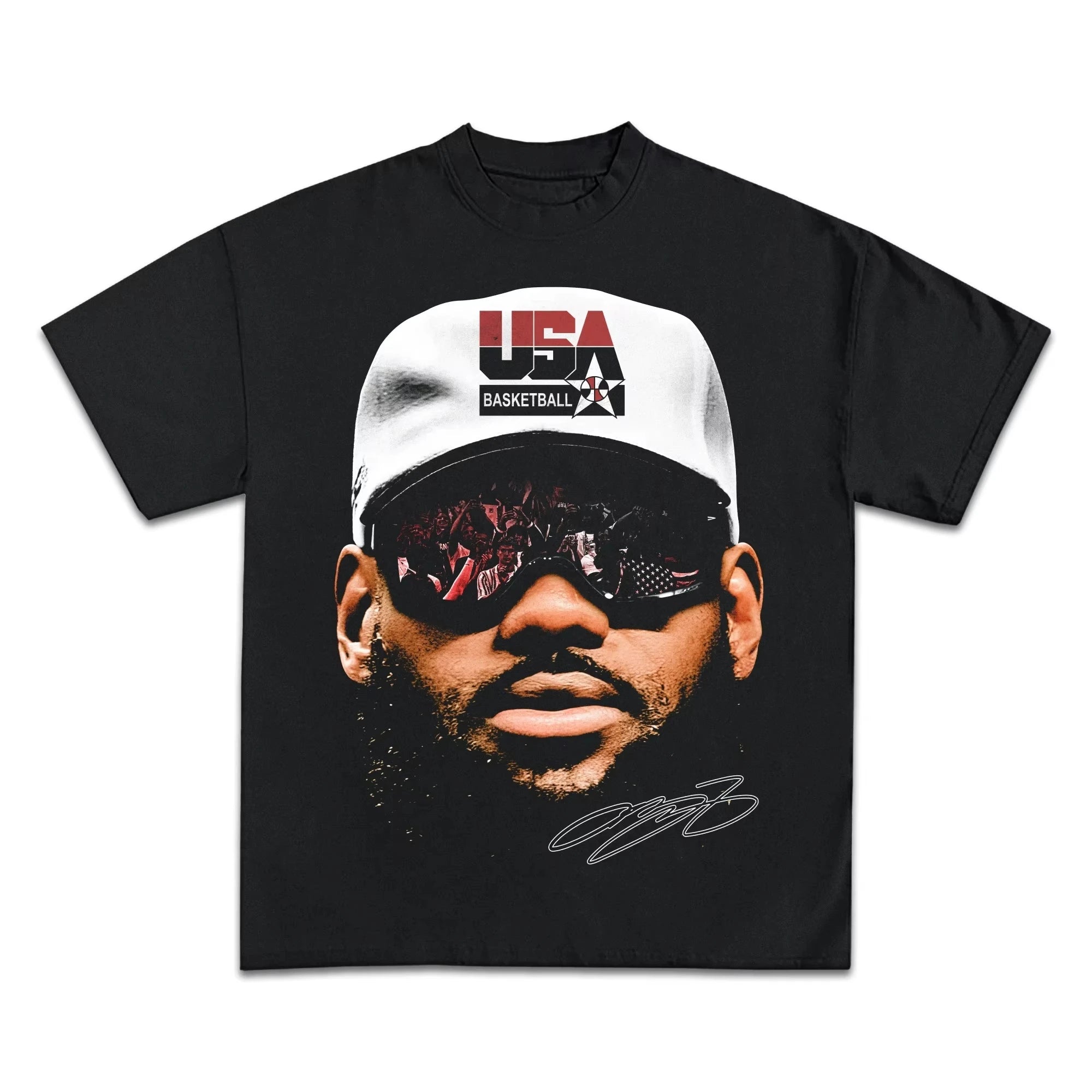 Camiseta 100% de algodón LeBron James con estrella de baloncesto, camiseta de manga corta para hombre, camiseta retro americana, ropa de calle superior de verano