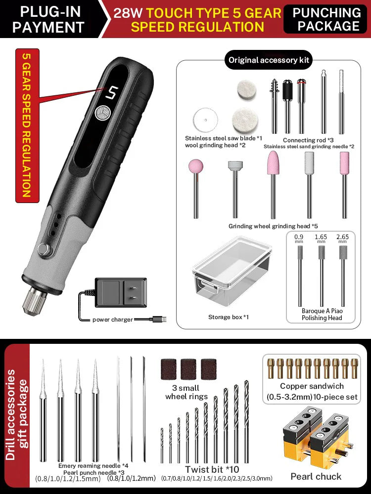 Herramienta de taladro de mano Zten, Mini taladro eléctrico inalámbrico, máquina pulidora recargable, herramienta de tallado de taladro de perforación de carpintería