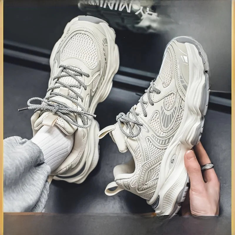 Zapatos de malla transpirables para hombre, calzado deportivo informal de otoño con parte inferior uesa, zapatos de moda pa...