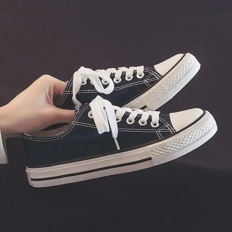 Zapatos de lona Ins de alta calidad para mujer, zapatos coreanos Ulzzang versátiles para estudiantes, primavera, nuevo estilo, cubierta de tobillo de fondo plano, zapatos con suela de goma