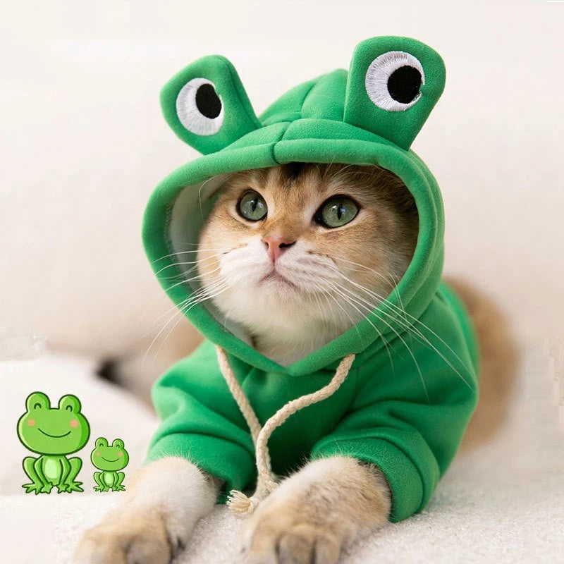 Otoño Invierno mascota gato sudadera cálida lana Cosplay Animal sudaderas con capucha monos para perros pequeños divertido York Halloween gatito ropa