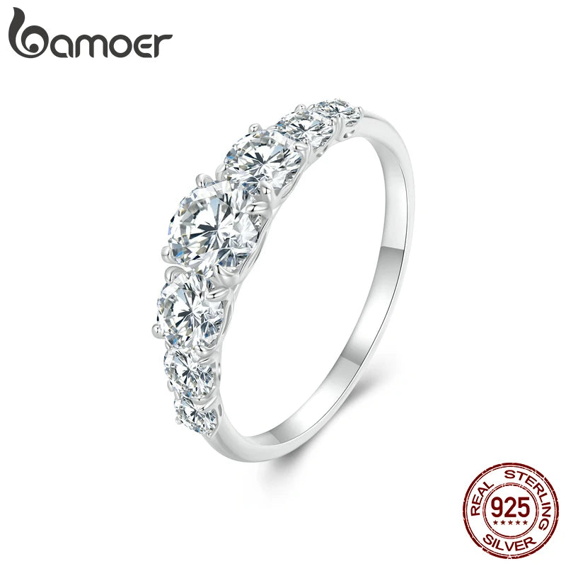 Bamoer D Color VVS1 EX anillo de moissanita ajuste de corazón anillo de diamante de laboratorio Plata de Ley 925 para mujeres joyería de compromiso de boda